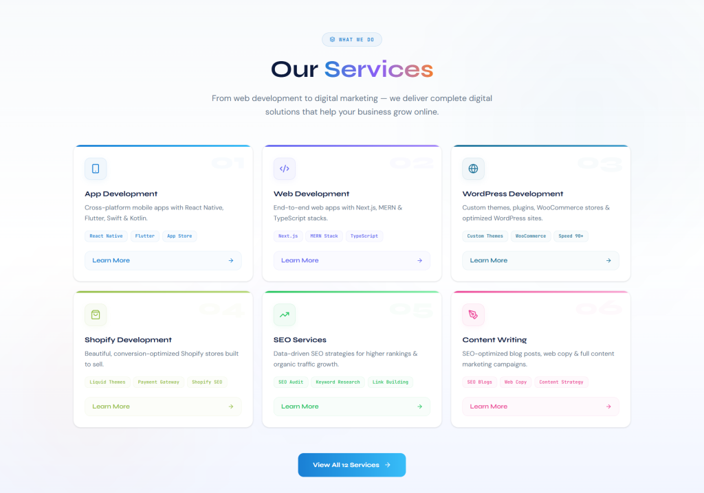 Our Services for WebCraftera
