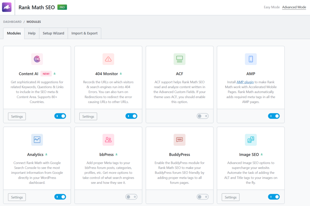 Rank Math Dashboard